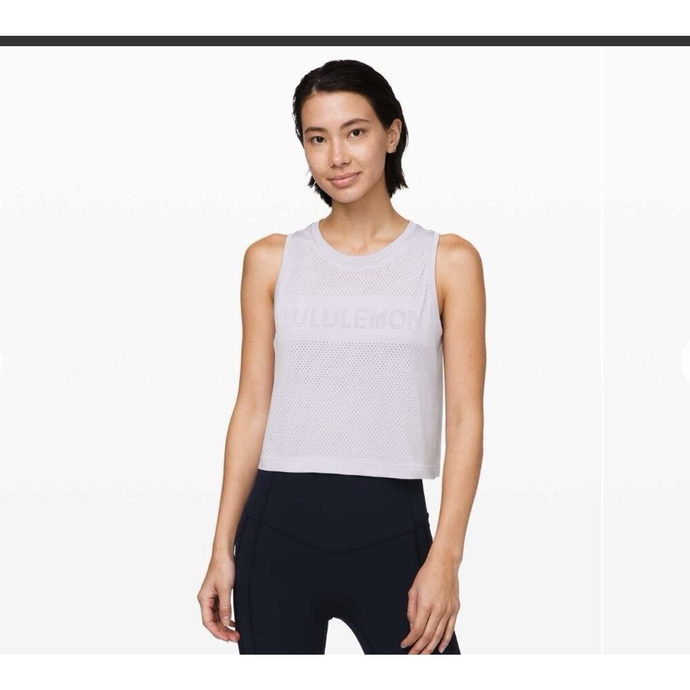 Lululemon Breeze By Cropped Muscle Tank Women's Size 4 Solid Gray Gym